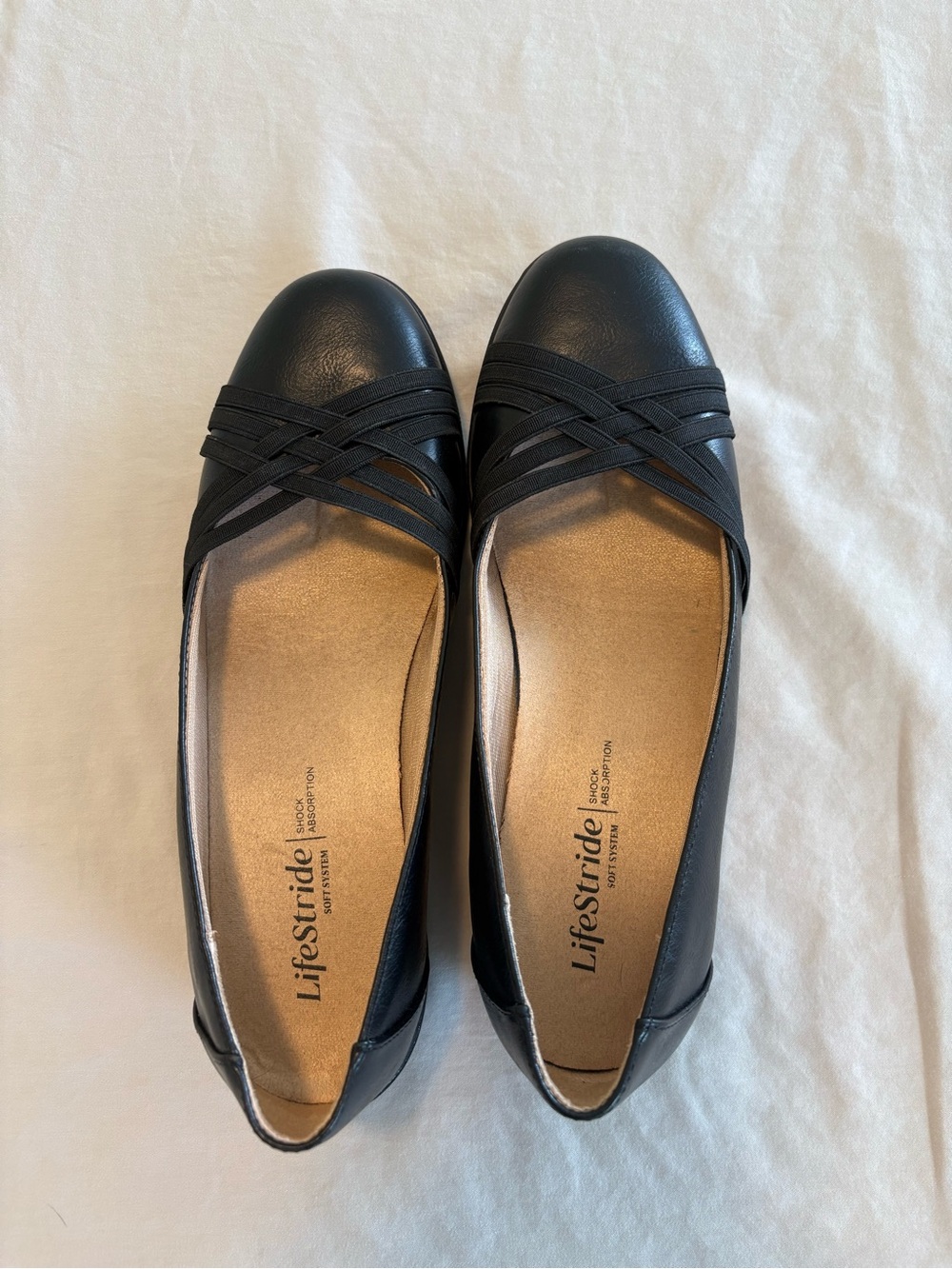 LifeStride Black Crisscross Ballet Flats Size 9 NWOB